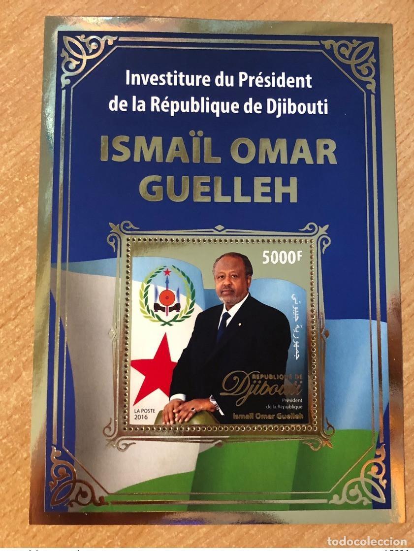 Sellos: Yibuti mayo de 2016. Bloque conmemorativo del presidente Ismail Al Omar Guelleh Gold Leaf Bl. 227