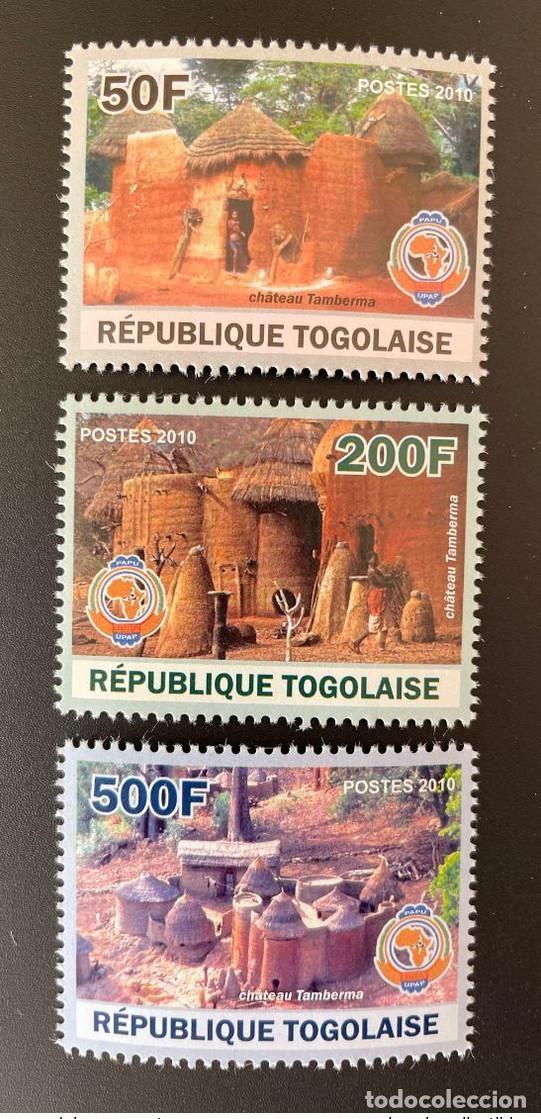 Sellos: Togo 2010 Mi. 3589 - 3591 PAPU UPAP Castillo Tamberma Kleinbogen 3 val. 5 MESES