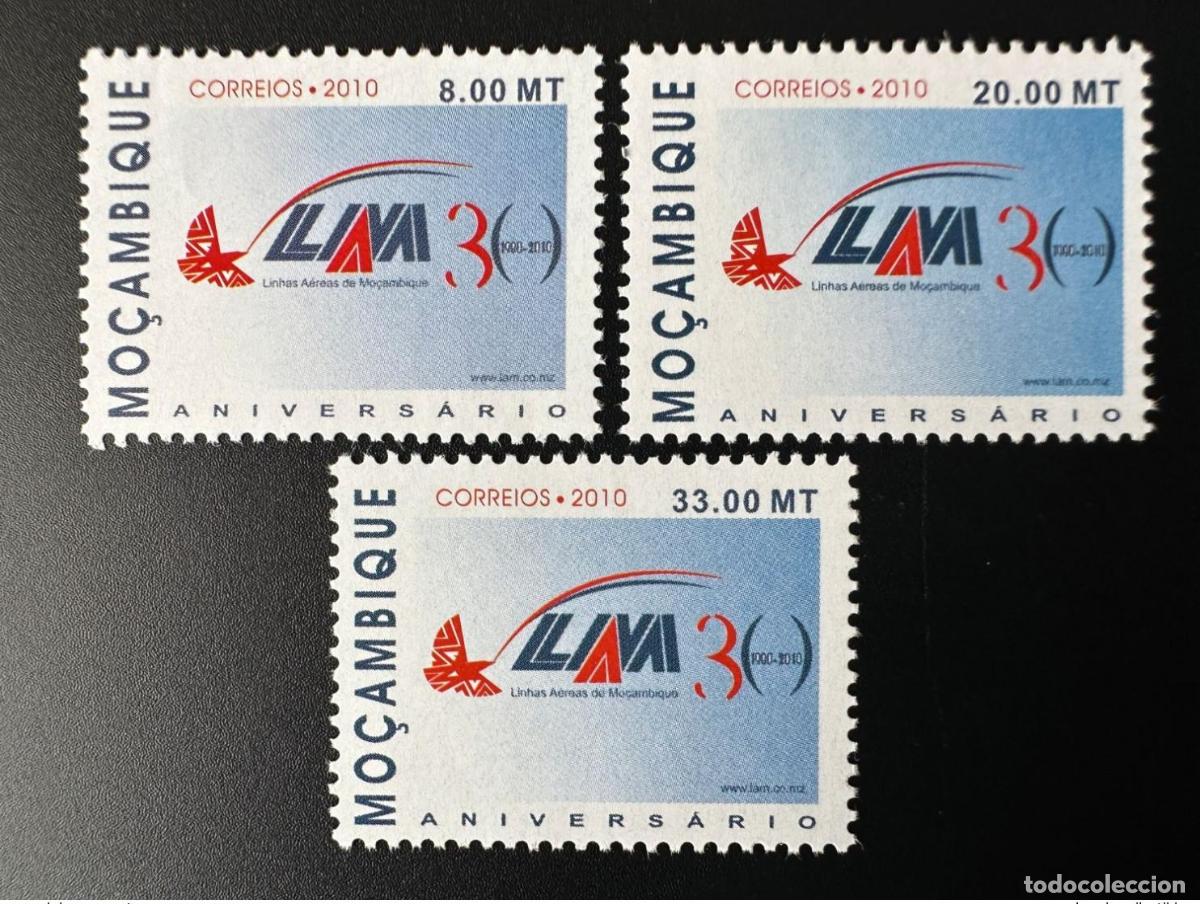 Sellos: Mozambique 2010 de mayo 3856 a 3858 30 a&ntilde;os la aerol&iacute;nea LAM Linhas Aereas