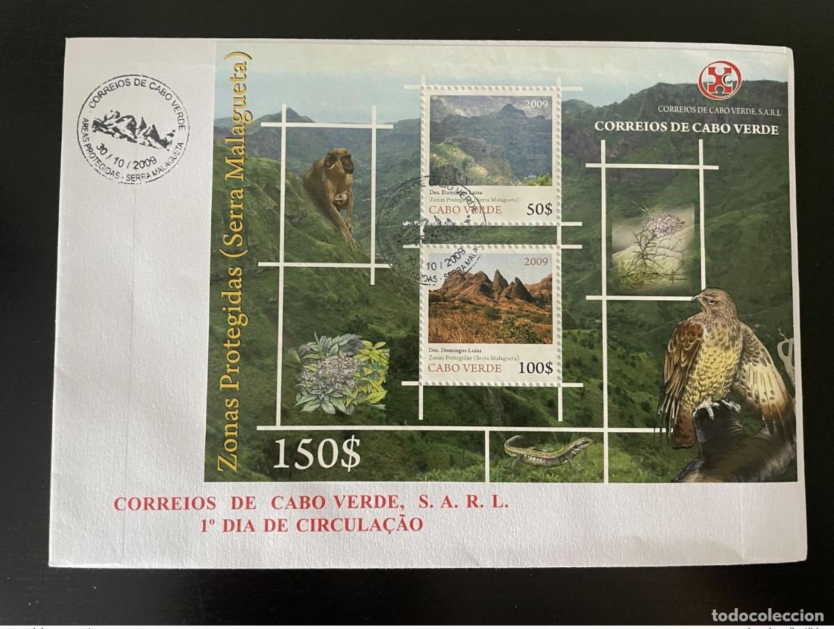 Sellos: Cabo Verde 2009 Mi. Bl. 41 FDC Serra Malagueta &Aacute;reas protegidas Raptor Monkey