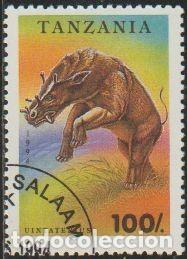Sellos: Tanzania 1994 Scott 1219 Sello * Animales Prehistoricos Mamifero Uintaterius Yvert 1508 Michel 1769