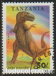 Sellos: Tanzania 1994 Scott 1218 Sello * Animales Prehistoricos Lagarto Tyranosurus Rex Yvert 1507