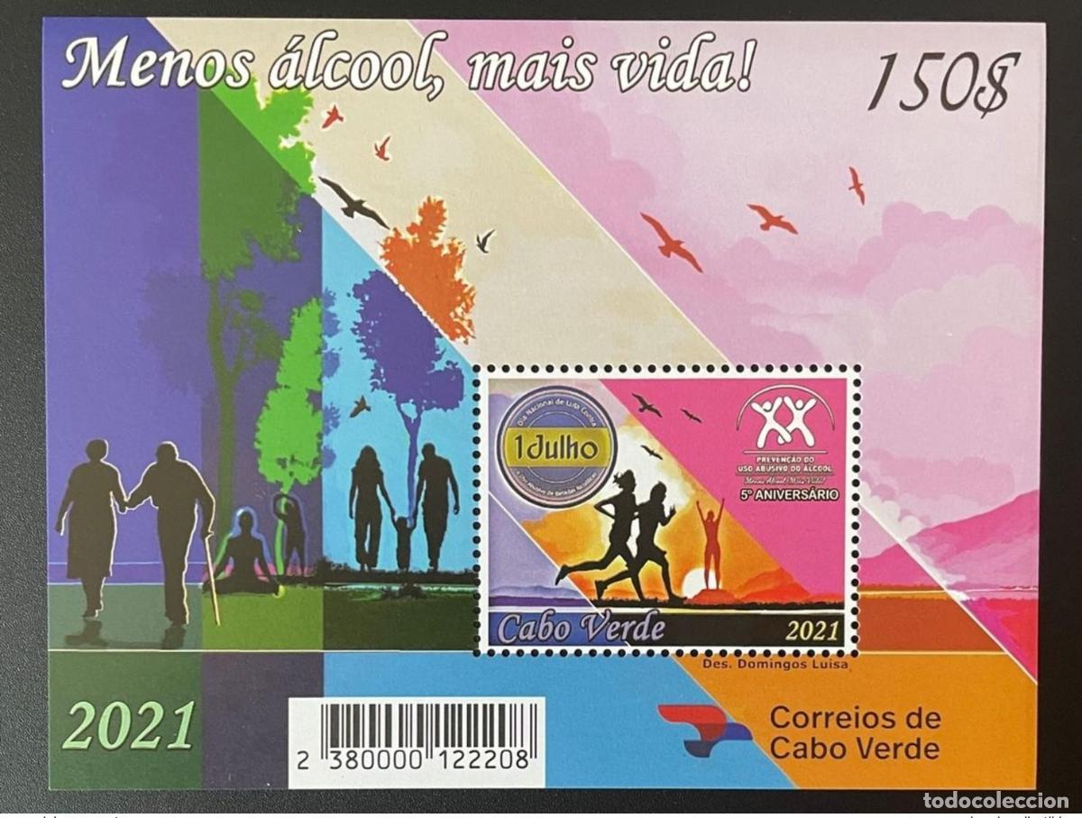 Selos: Cabo Verde 2021 de mayo. &iquest;Bl.? S/S Souvenir Menos alcohol pero la vida del 1 al 2 julio val MNH