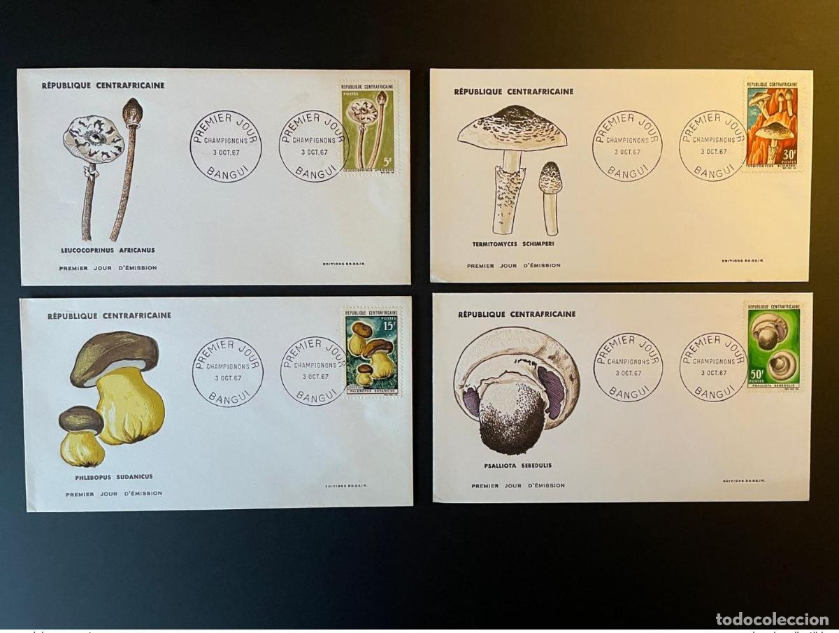 Sellos: Centroafricana 1967 Mi. 132 - 136 FDC Primer d&iacute;a de cobertura hongos Pilze