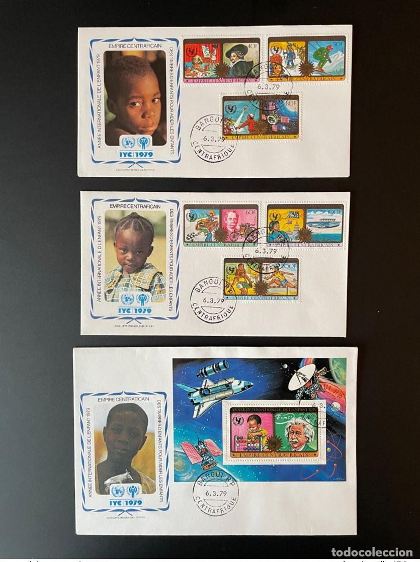 Sellos: &Aacute;frica Central 1979 Mi. 606 - 611 Bl. 49 FDC A&ntilde;o Internacional del Ni&ntilde;o IYC