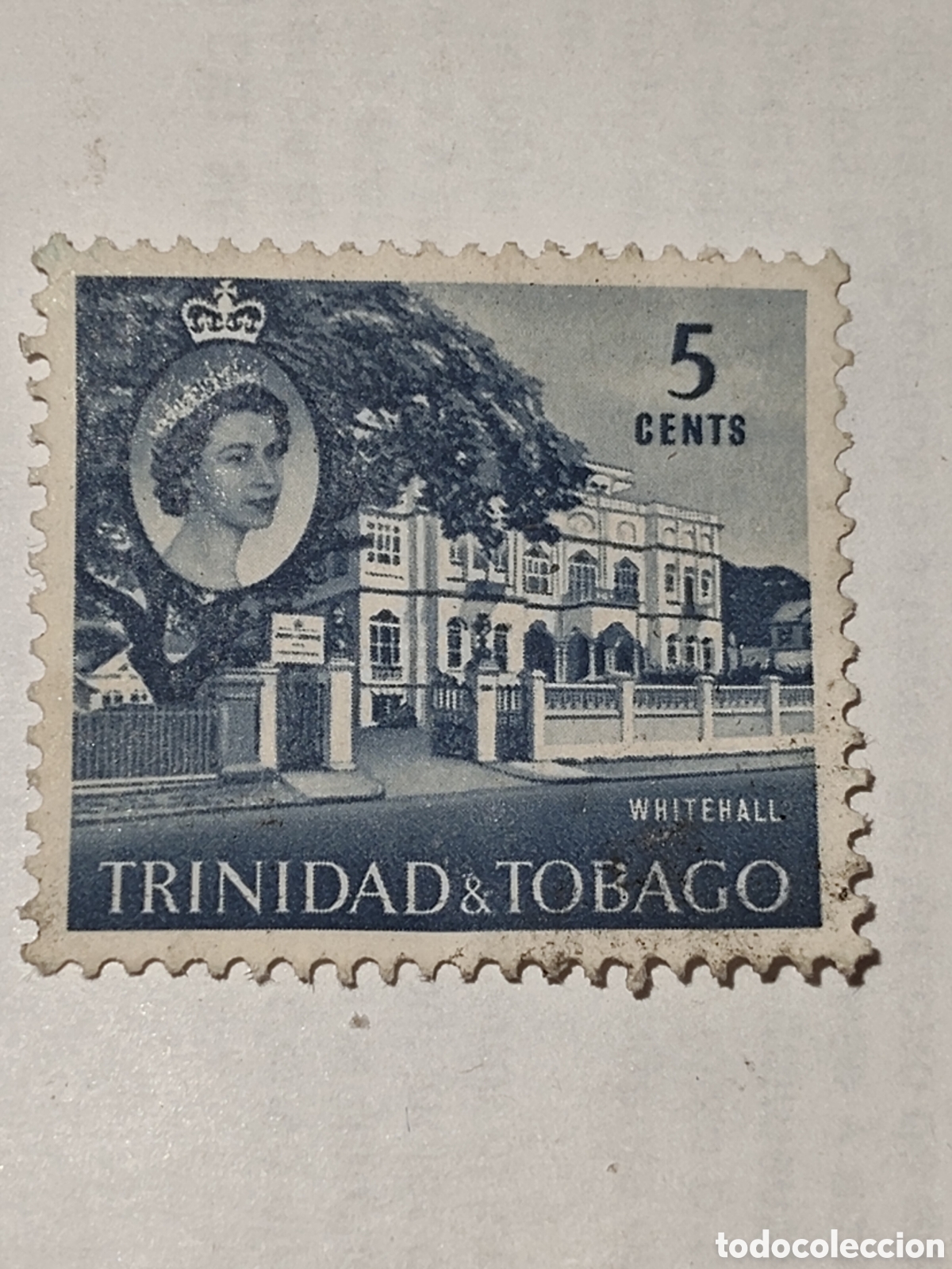 Sellos: Sello de Trinidad y Tobago Edificio Whitehall con la imagen de la Reyna Isabel ll 1960