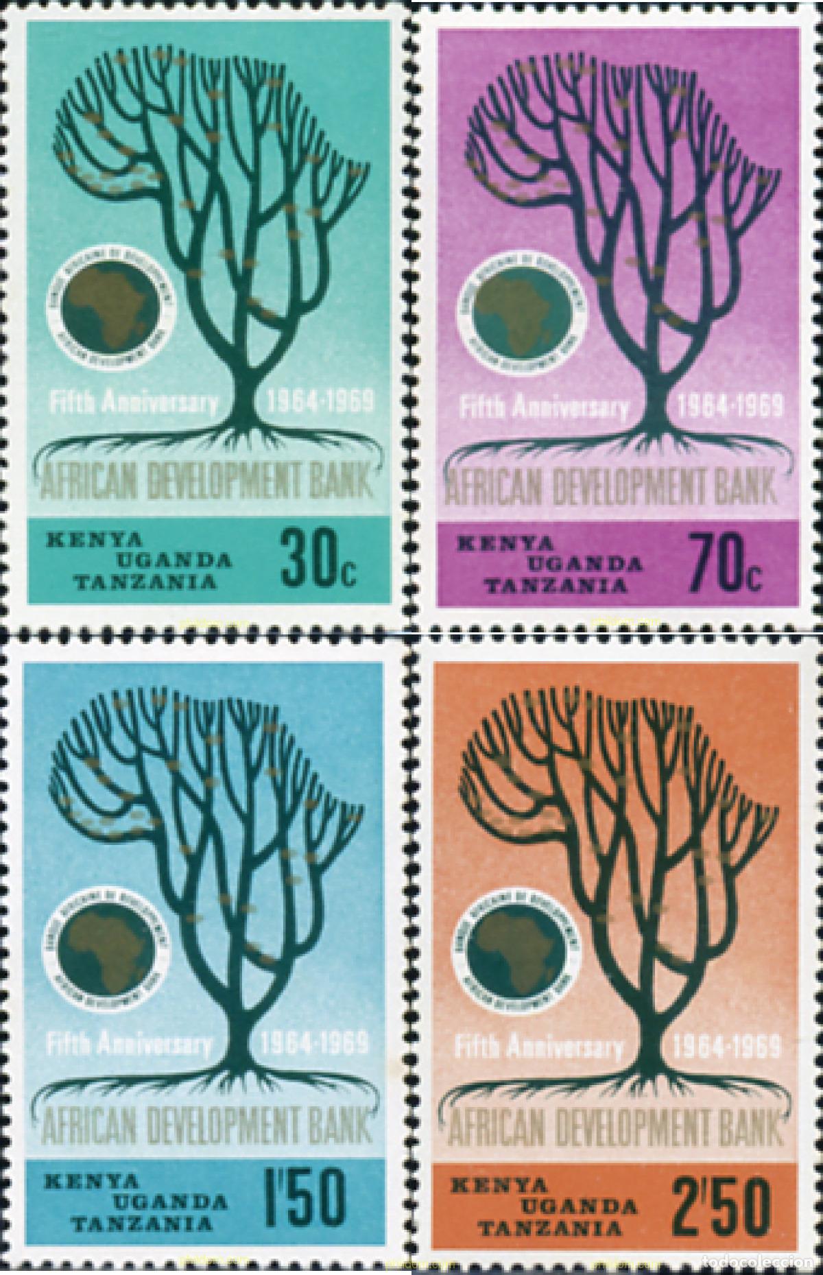Sellos: 215047 MNH ESTE AFRICANO 1969 5 ANIVERSARIO DEL BANCO AFRICANO DE DESARROLLO