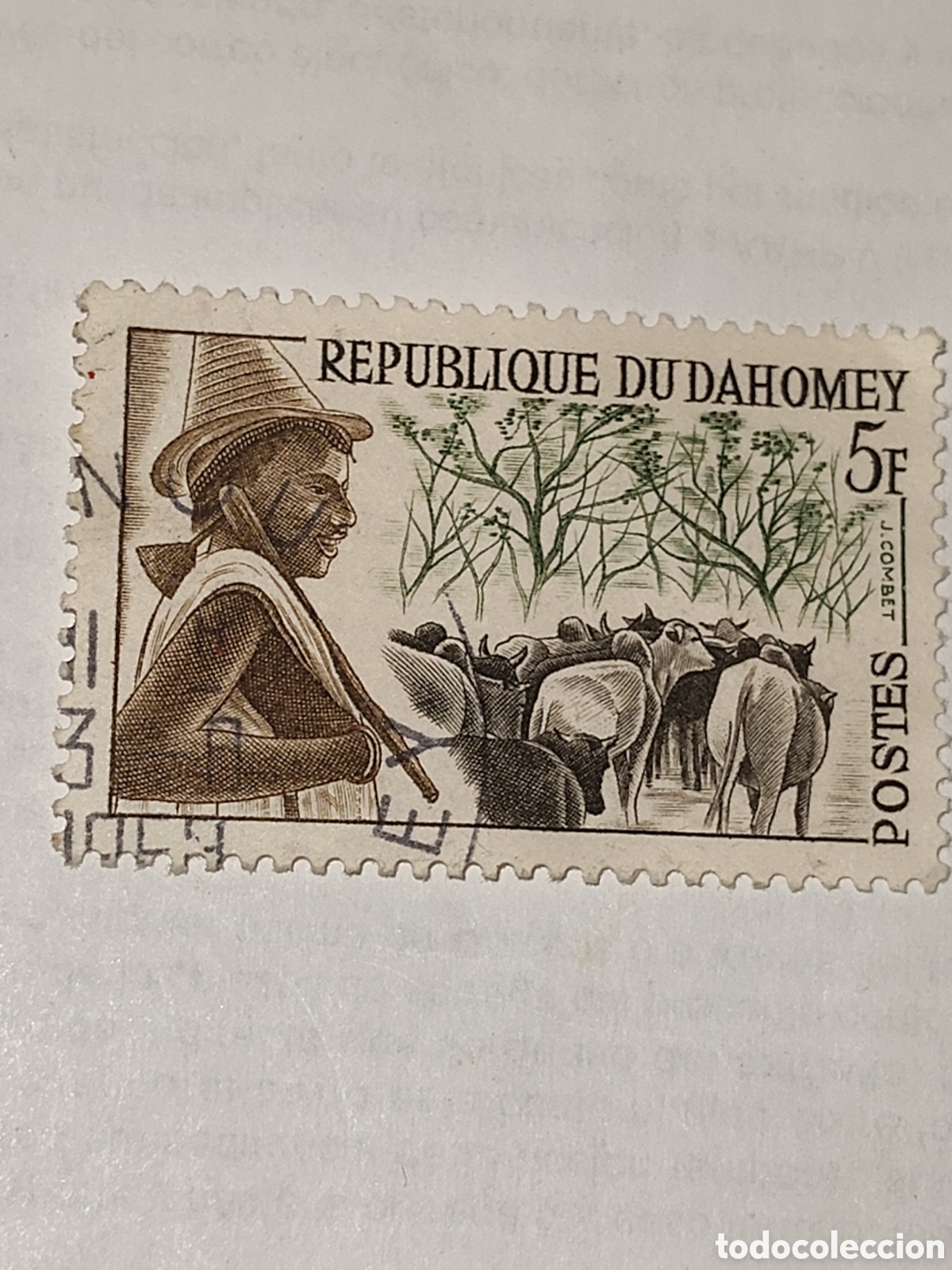 Sellos: Sello antiguo de Dahomey(Ben&iacute;n) pastor con reba&ntilde;o 1963