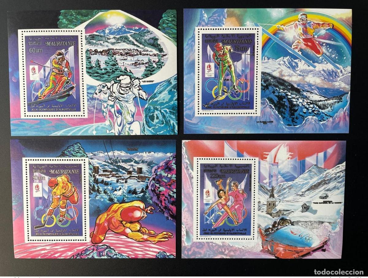 Sellos: Mauritania 1990: bloques de lujo Juegos Ol&iacute;mpicos Olympia Albertville