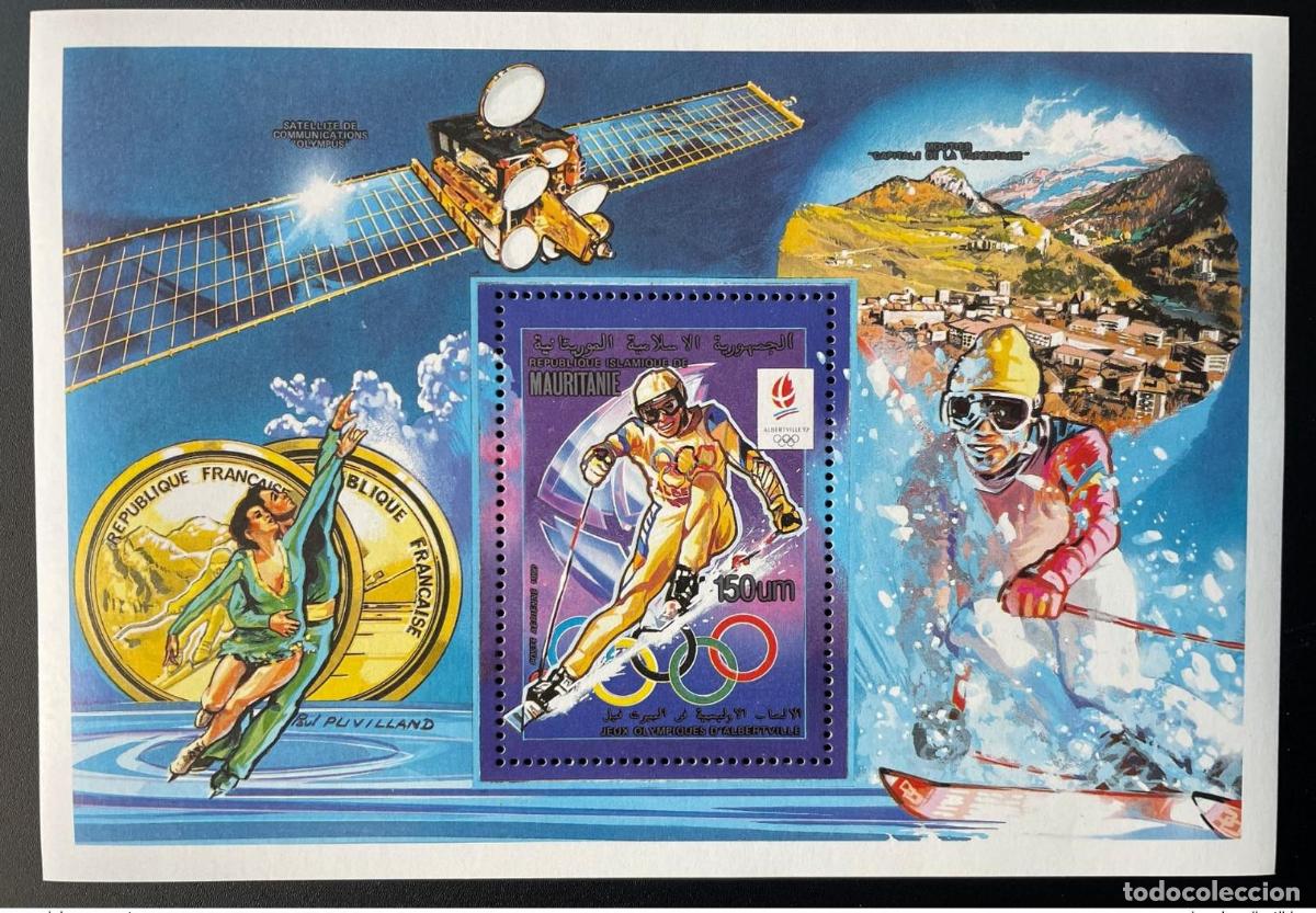Sellos: Mauritania 1990 Mi. Bl. 73 II Juegos Ol&iacute;mpicos Olympia Albertville