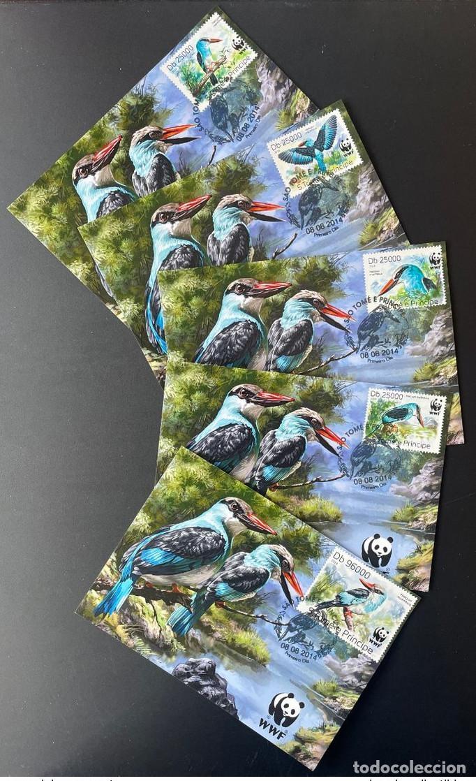 Sellos: Santo Tom&eacute; y Pr&iacute;ncipe 2014 Mi. 5659 - 5663 Carta m&aacute;xima WWF Panda Bird Alcyon