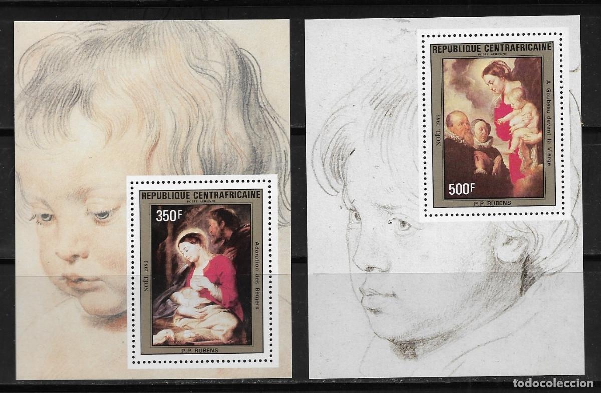 Sellos: CENTROAFRICANA 1983, HOJAS BLOQUE LUJO Mi A-296/97 - SIN DENTAR - PINTURAS DE RUBENS. MNH.