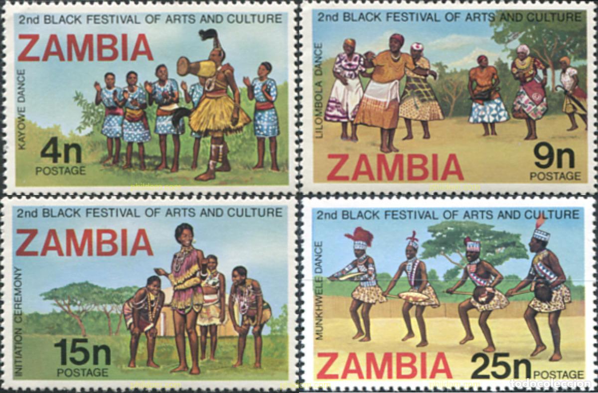 Sellos: 286793 MNH ZAMBIA 1977 2 FESTIVAL MUNDIAL DE ARTE Y CULTURA DE NIGERIA