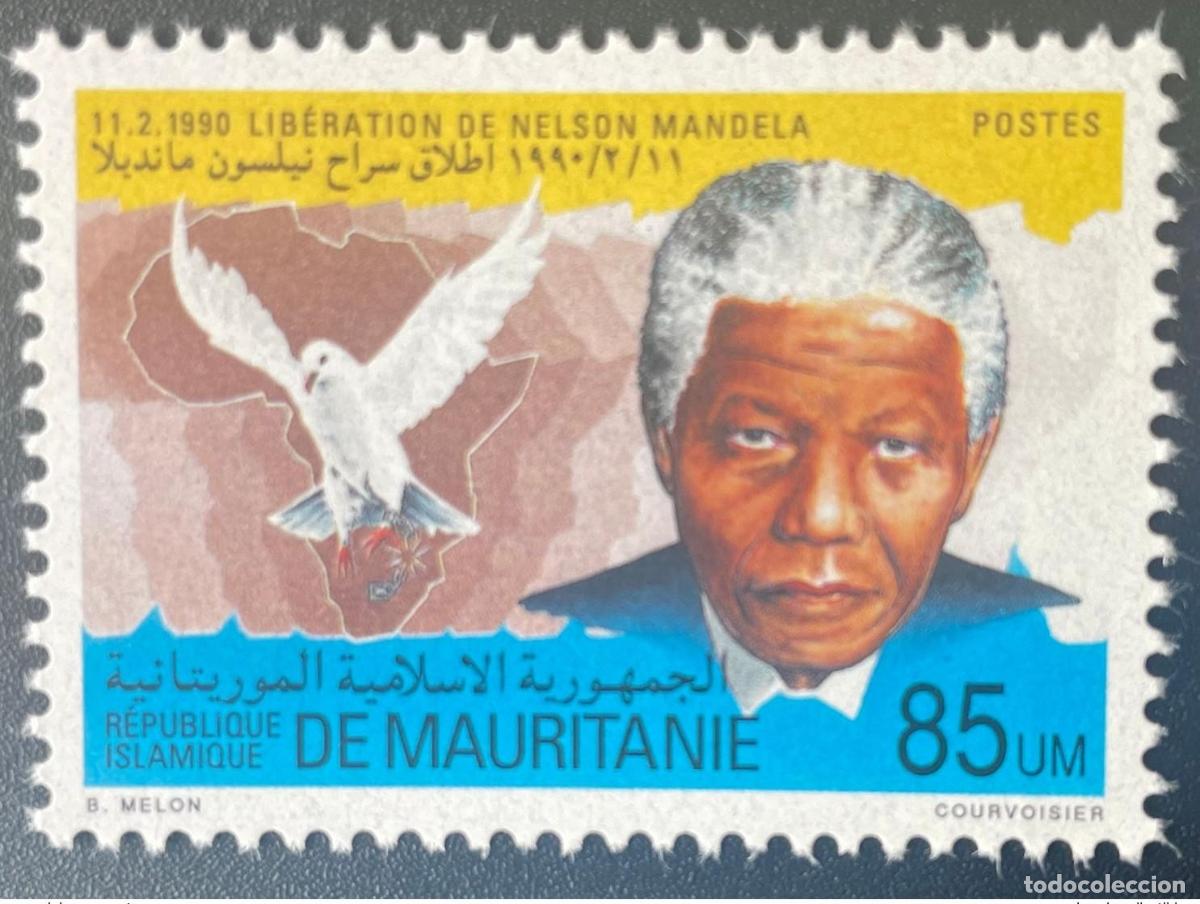 Selos: Mauritania 1990 Mi. 978 Lanzamiento de Nelson Mandela Dove Peace Bird