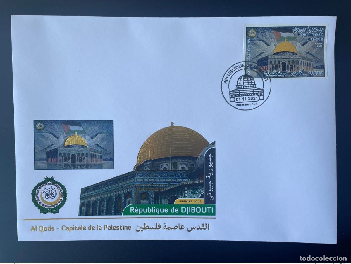 Sellos: Yibuti 2021 ND Mi.? Golden FDC 1000FD Al Quds Capital Palestina