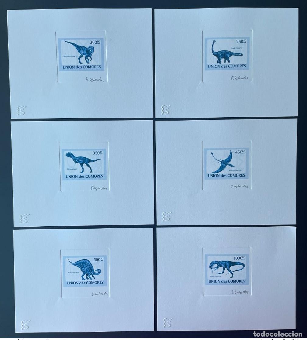 Sellos: Comoras 2009 Prueba de artista Mi. 2170 - 2175 Dinosaurios Reptiles AZUL