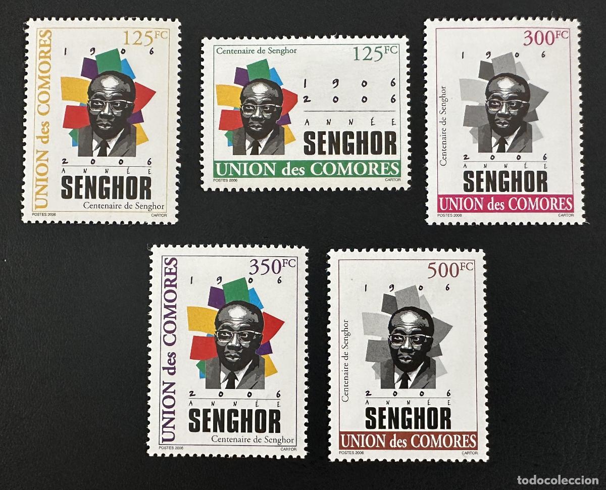 Sellos: Comoras 2007 Mi. 1807-1812 Centenario Senghor presidente Senegal poeta