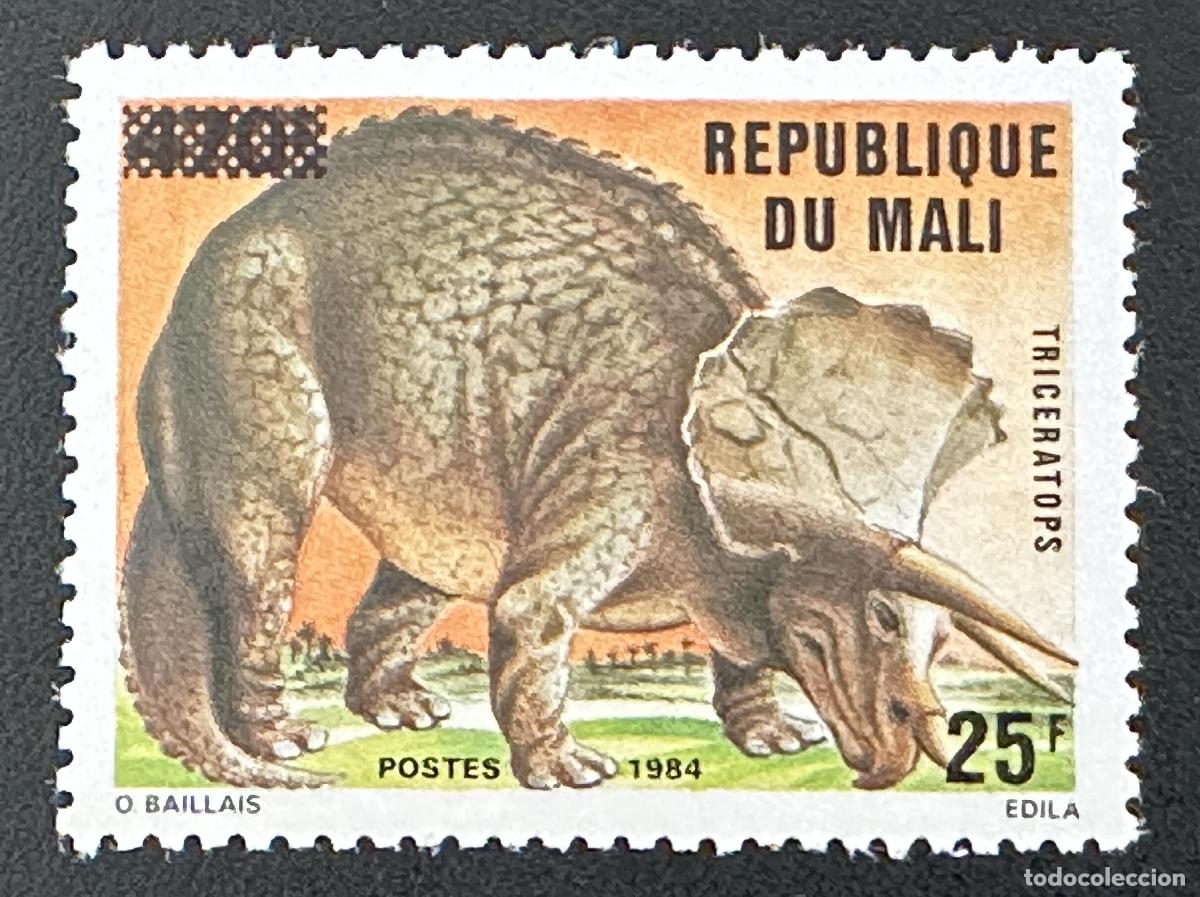Sellos: Mali 1992 Mi. 1146 sobrecargado Triceratops dinosaurio prehistoria fauna