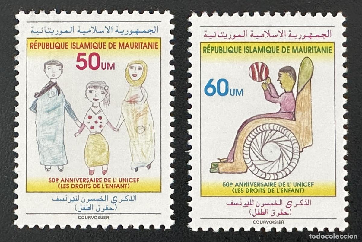 Sellos: Mauritania 1996 Mi. 1047-1048 UNICEF 50 a&ntilde;os derechos ni&ntilde;o discapacidad