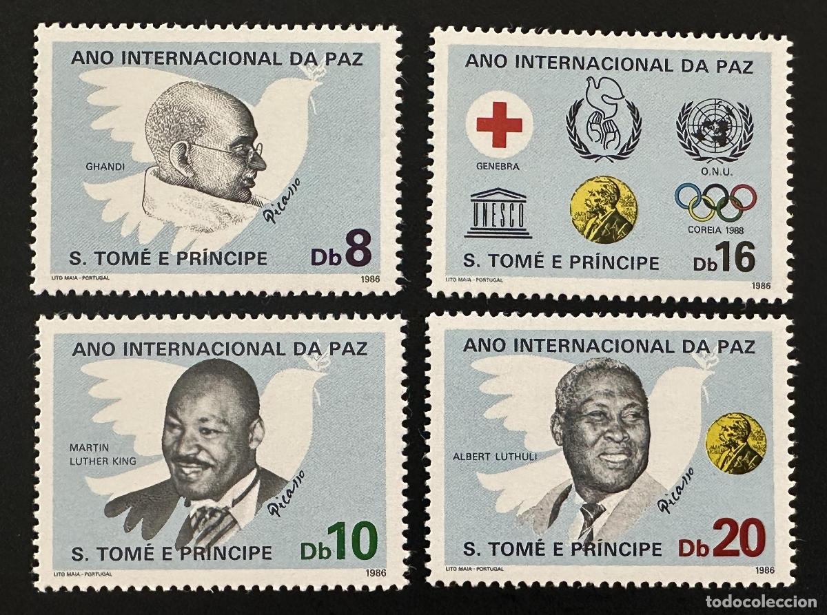 Sellos: Santo Tom&eacute; 1986 Mi. 979-983 Paz Gandhi Luther King Luthuli