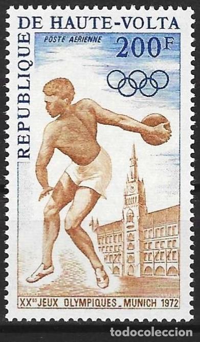 Sellos: Alto Volta 1972 - Mi 366 - YT A 103 - Juegos ol&iacute;mpicos de Munich - MNH** ( A&eacute;reo )