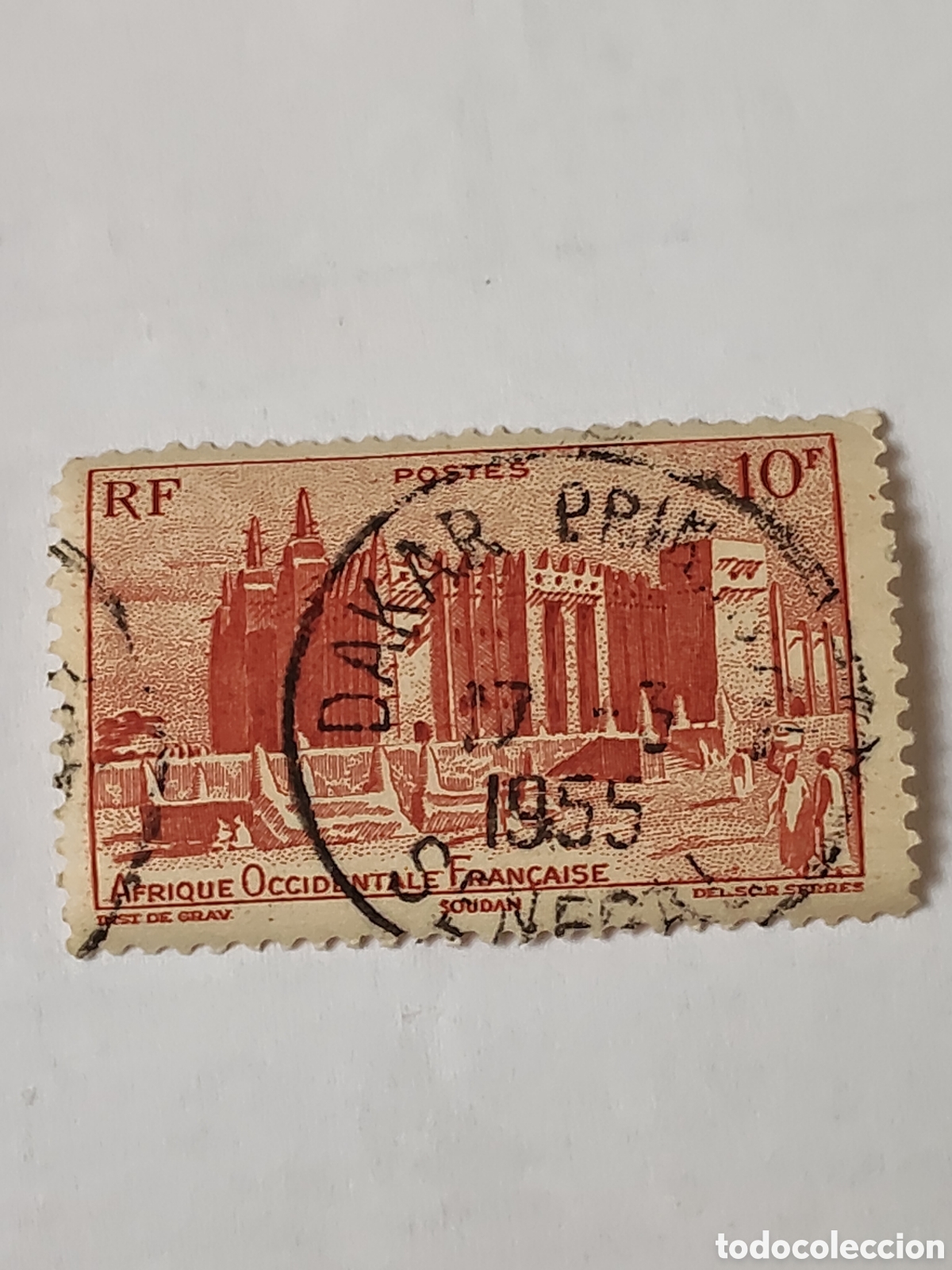 Sellos: Sello de &Aacute;frica Occidental francesa Gran Mezquita de D&eacute;jenme el Sudan Franc&eacute;s 1947 usado