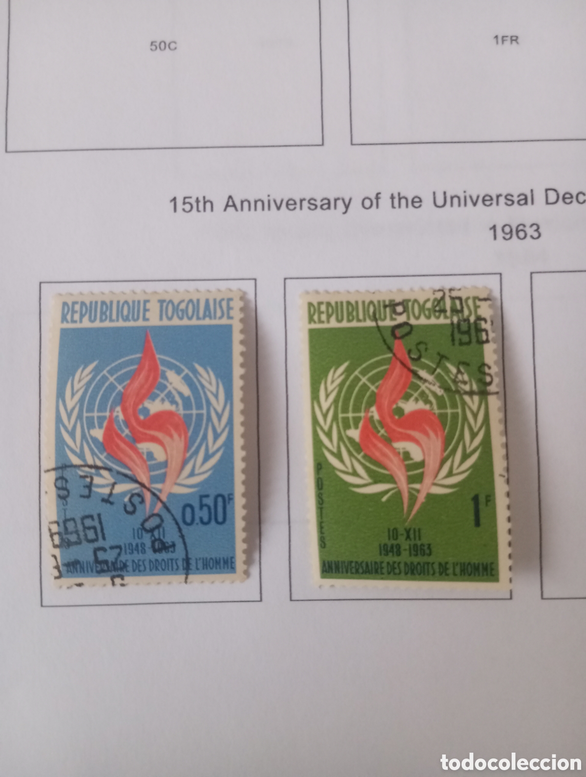 Sellos: TOGO, 1963, 15 ANIVERSARIO DE LA DECLARACI&Oacute;N DE LOS DERECHOS HUMANOS