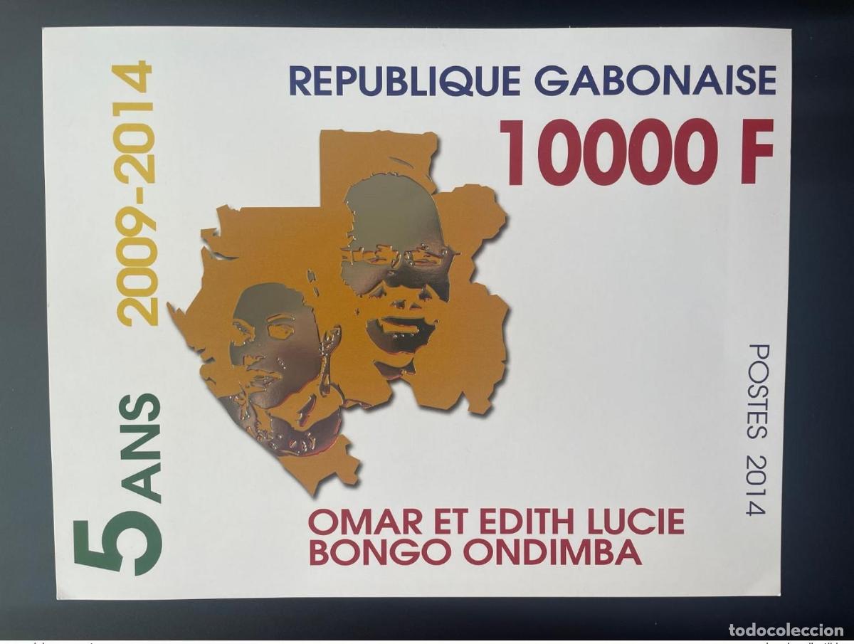 Sellos: Gab&oacute;n 2014 10.000 F Sellos gigantes 2009 Omar Edith Bongo Ondimba Oro Plata