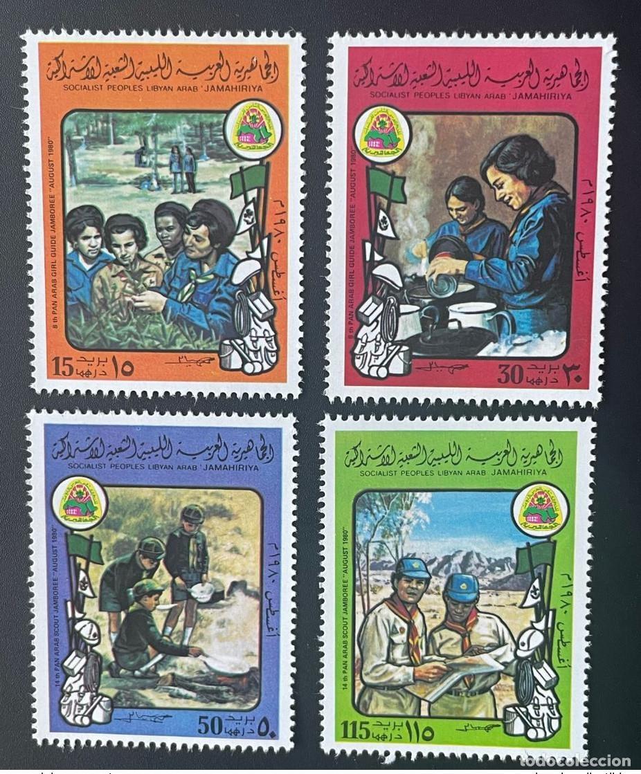 Sellos: Libia 1980 Mi. 829 - 832 14&ordm; Jamboree Scouts Pan&aacute;rabe Pfadfinder