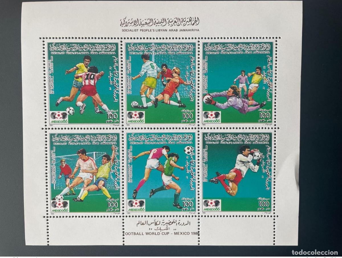 Timbres: Libia 1985 Mi. 1618 - 1623 Klb. f&uacute;tbol colectivo FIFA 1986 M&eacute;xico