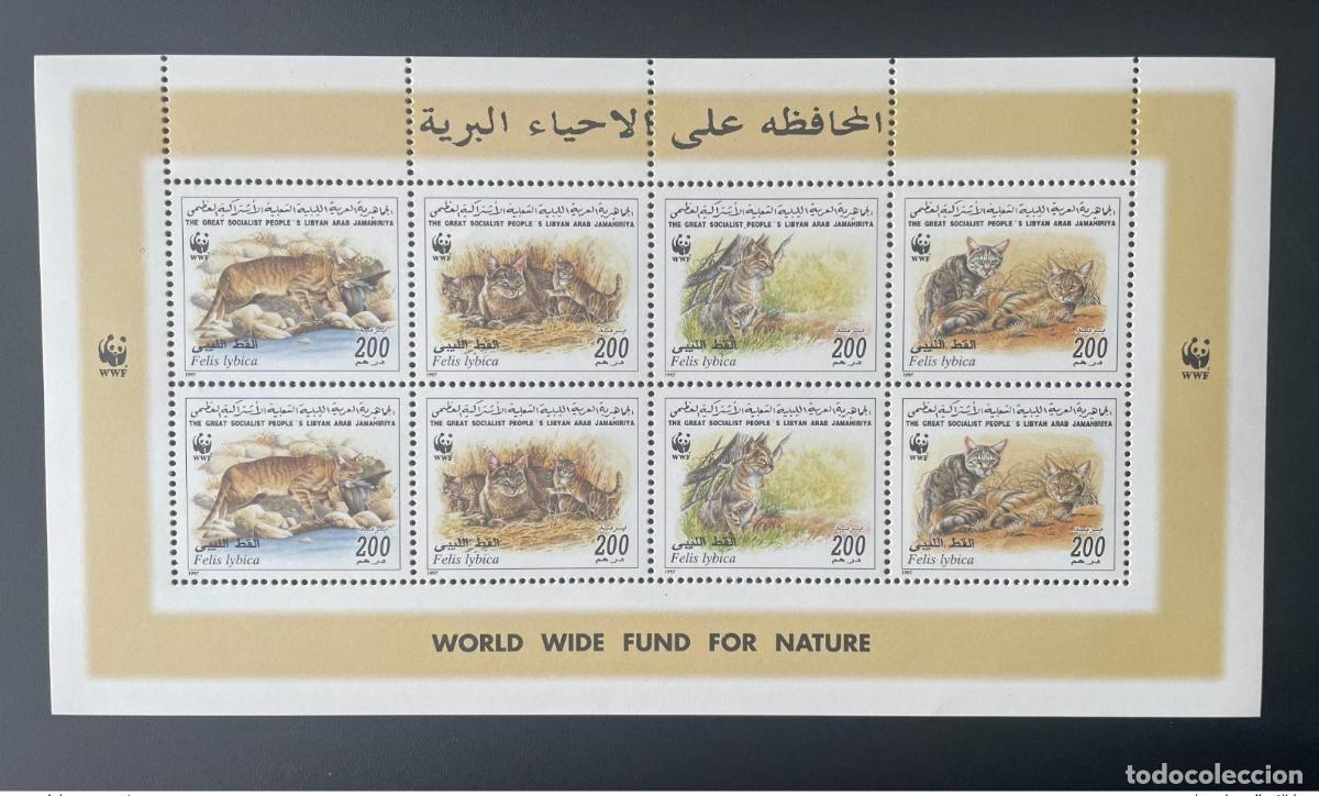 Timbres: Libia 1997 Mi. 2496 - 2499 Klb. Fondo mundial del WWF para la naturaleza y vida silvestre de Felis