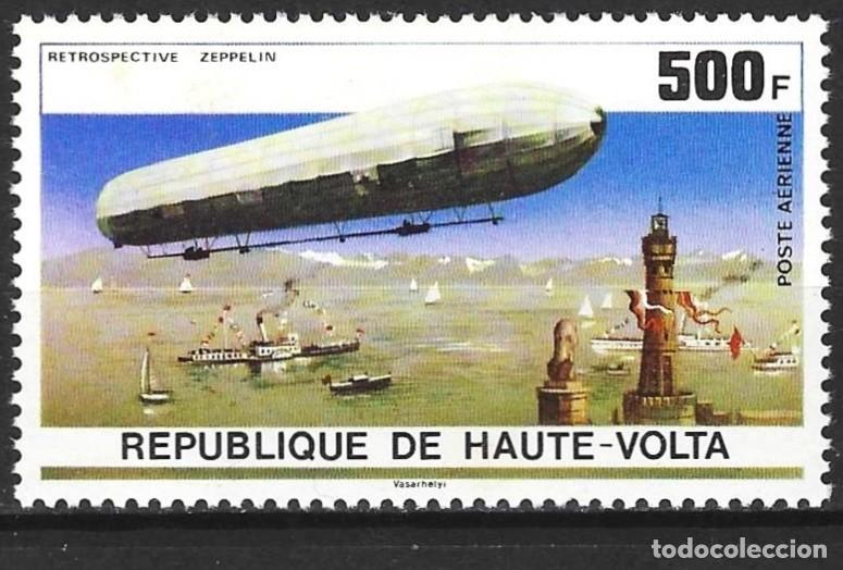 Sellos: Alto Volta 1976 - Mi 631 - YT BF 5AN - Un zepel&iacute;n sobre el lago de Constanza - MNH** ( A&eacute;reo )