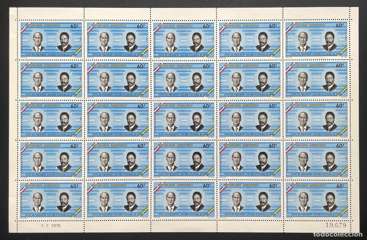 Stamps: Gab&oacute;n 1976 YT PA 187 bloque Visita Presidente Giscard d'Estaing Bongo
