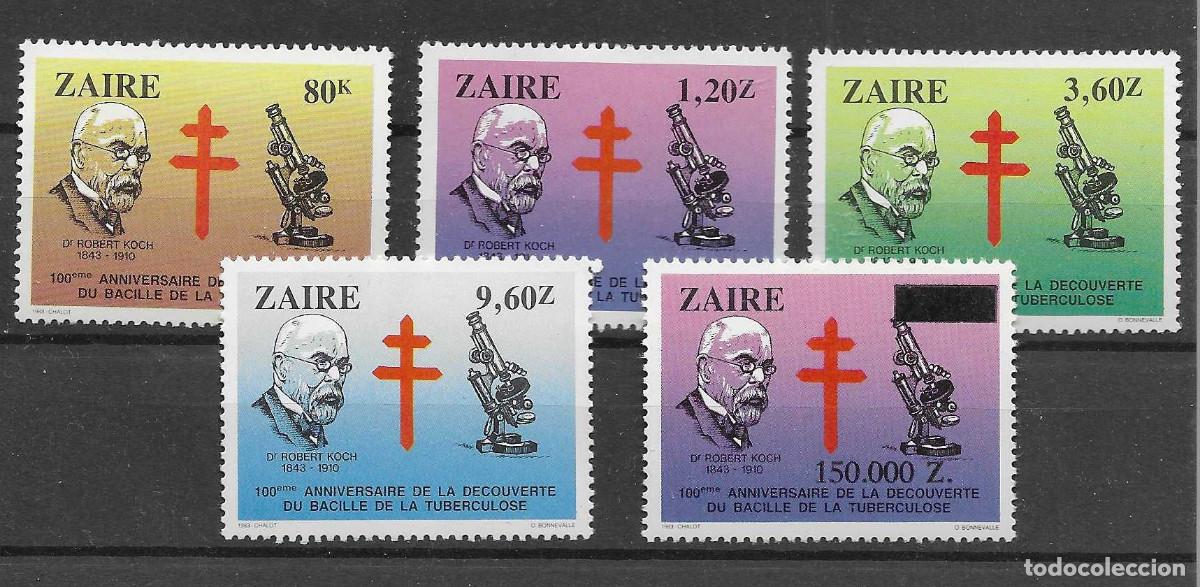 Sellos: Serie completa nueva de Zaire de 1982 + sello de la serie sobrecargado en 1992. Tema salud