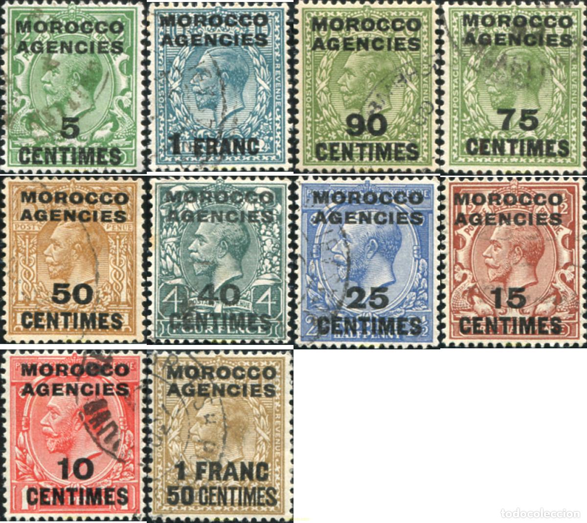 Sellos: 778799 USED MARRUECOS Agencia Britanica 1925 SELLOS DE GRAN BRETA&Ntilde;A DE 1924 SOBRECARGADOS -ZONA FR