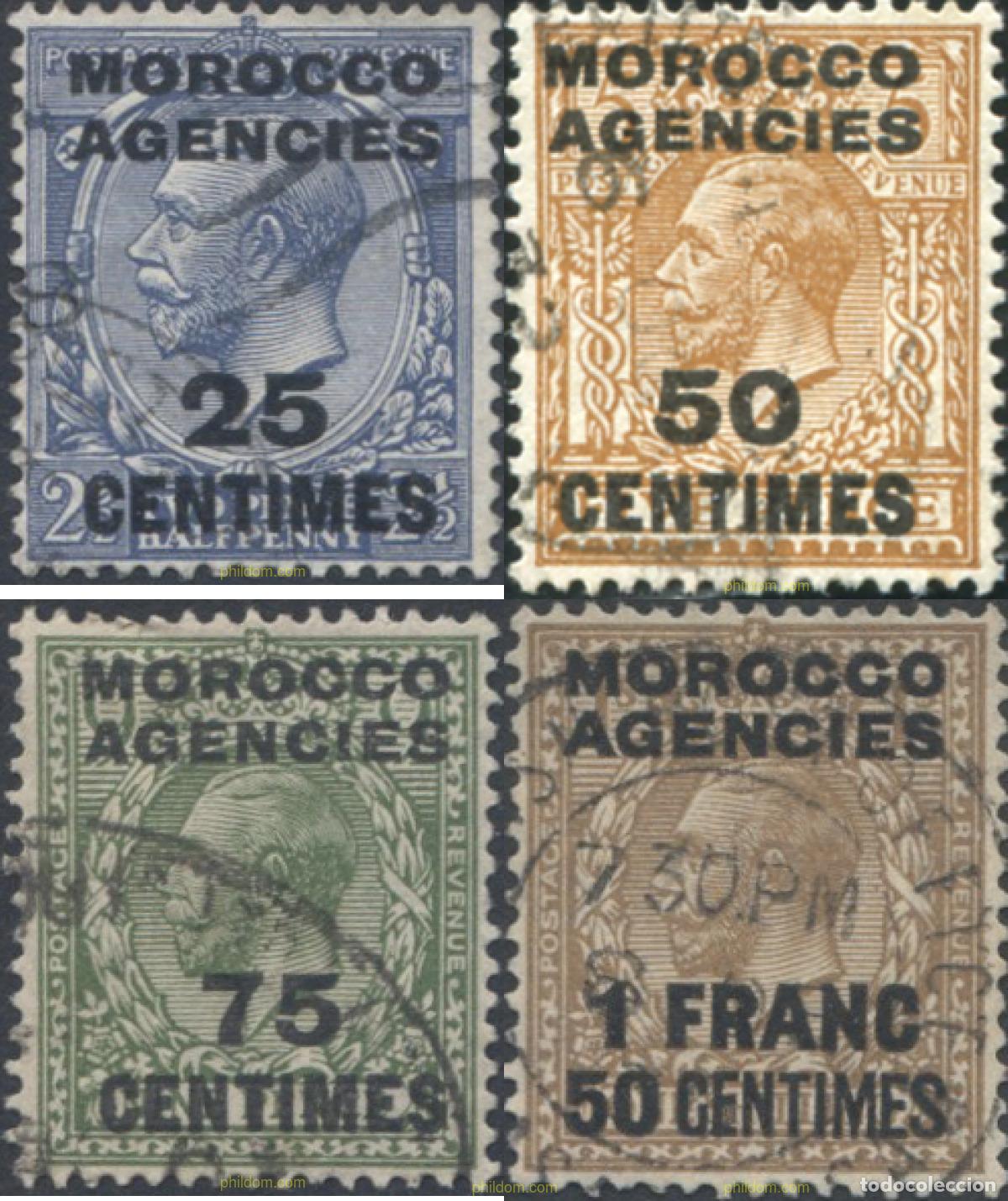 Sellos: 654731 USED MARRUECOS Agencia Britanica 1925 SELLOS DE GRAN BRETA&Ntilde;A DE 1924 SOBRECARGADOS -ZONA FR