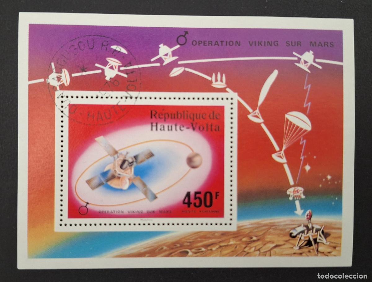 Sellos: Alto Volta 1976 Mi. Bl. 43 ob. Operaci&oacute;n Viking Marte sonda espacial