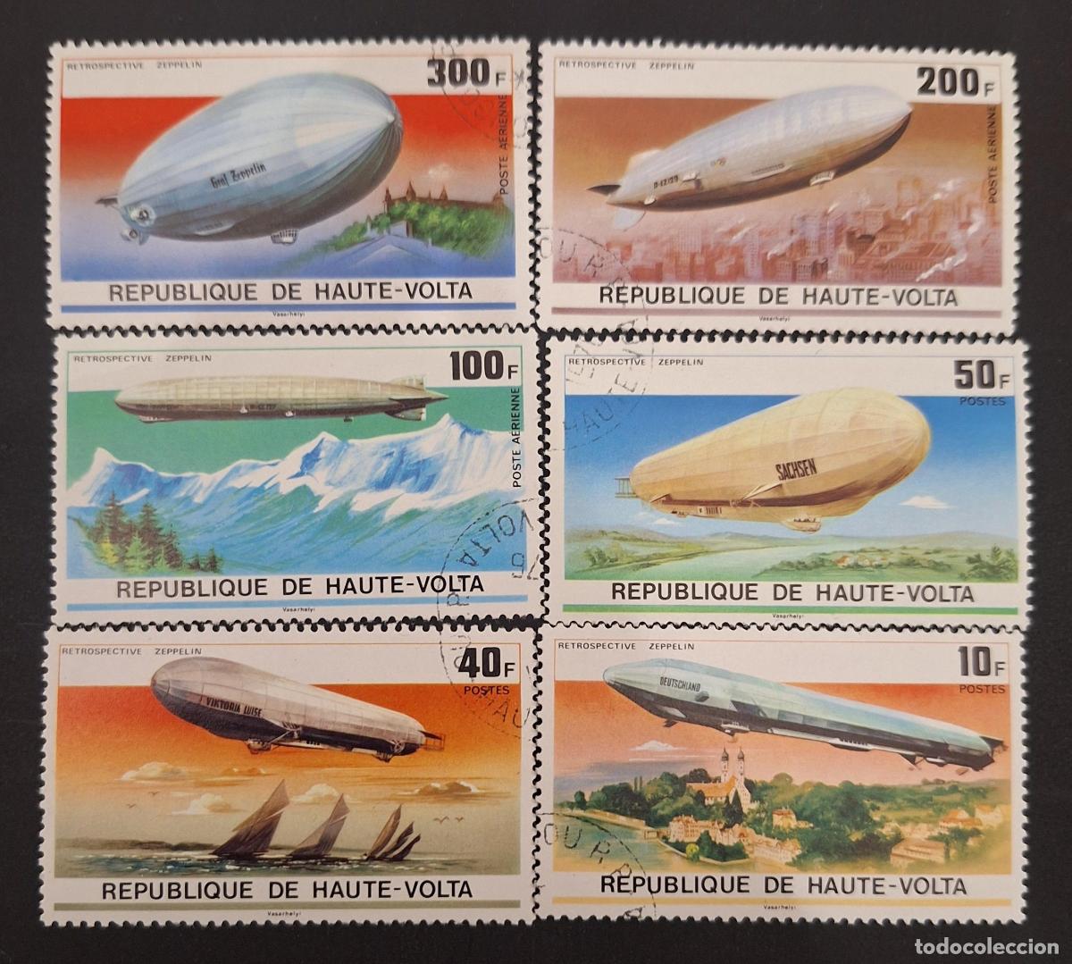 Sellos: Alto Volta 1976 Mi. 625-630 us. Zeppelin dirigible Graf Sachsen