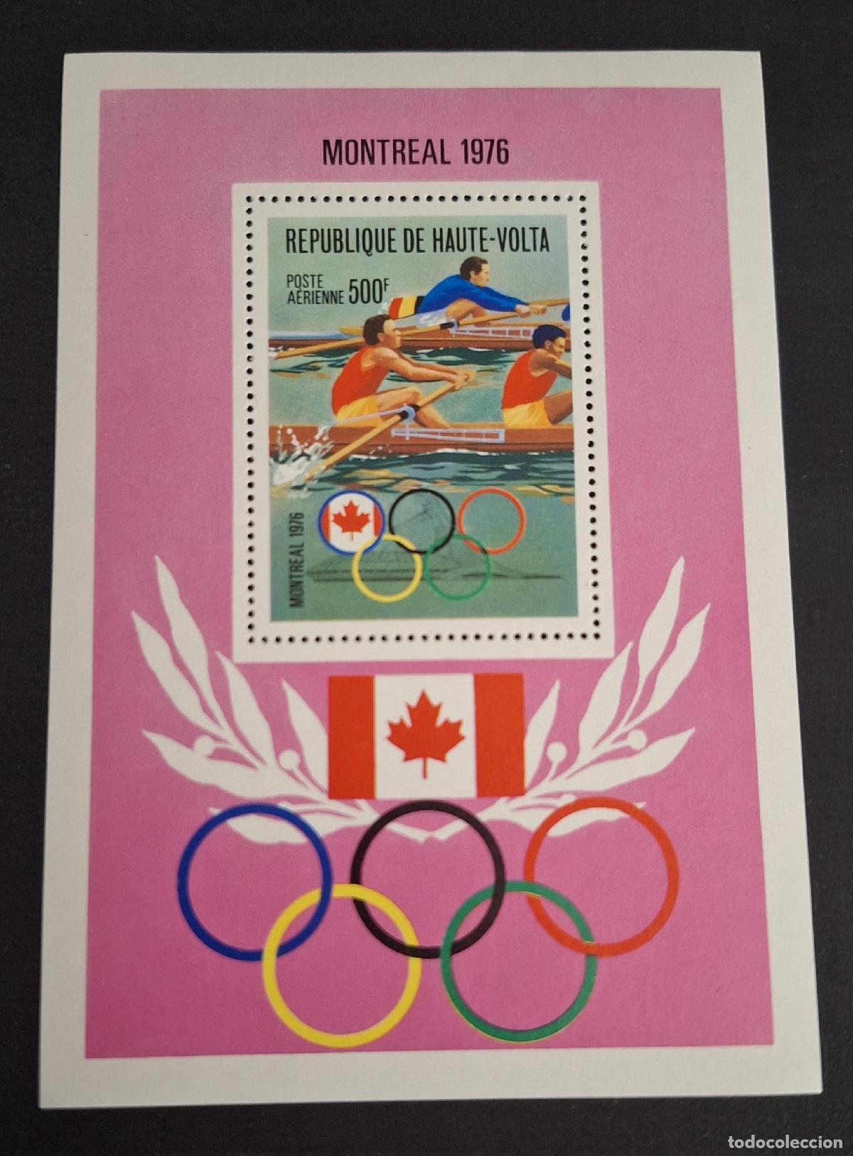 Sellos: Alto Volta 1976 Mi. Bl. 41 Juegos Ol&iacute;mpicos Montreal remo