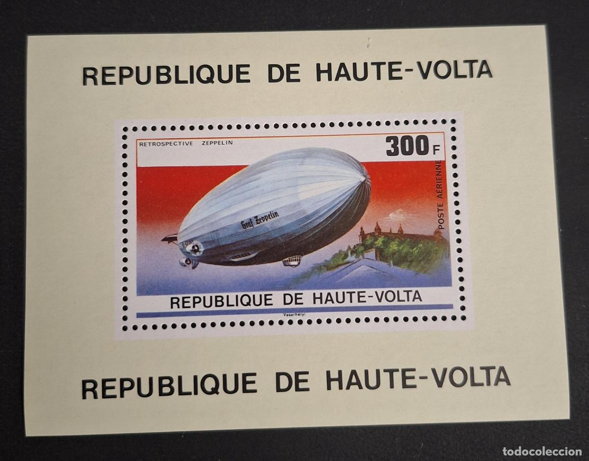 Sellos: Alto Volta 1976 Mi. Bl. 42 Retrospectiva Zeppelin Graf dirigible