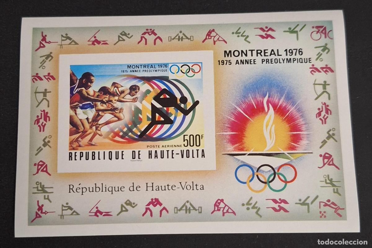 Sellos: Alto Volta 1976 Mi. Bl. 40 ND JO Montreal llama ol&iacute;mpica carrera