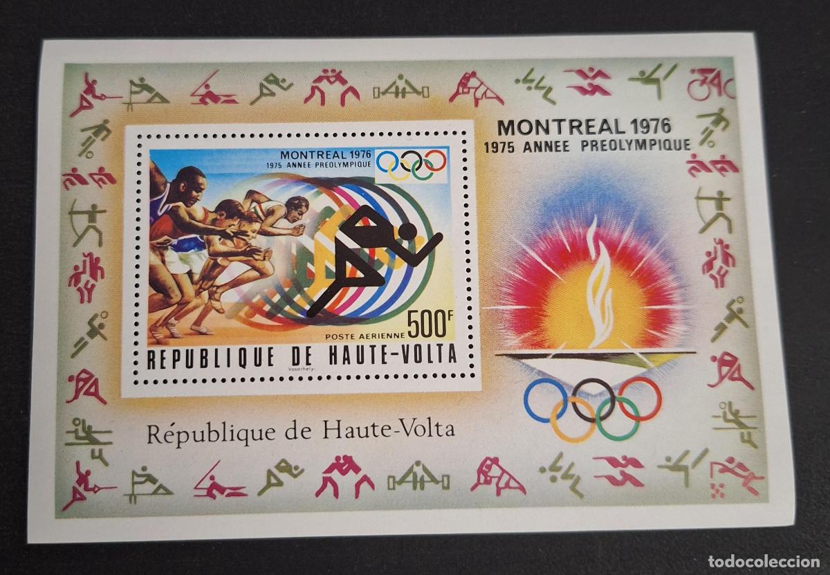Sellos: Alto Volta 1975 Mi. Bl.40 Juegos Ol&iacute;mpicos Montreal 1976 llama