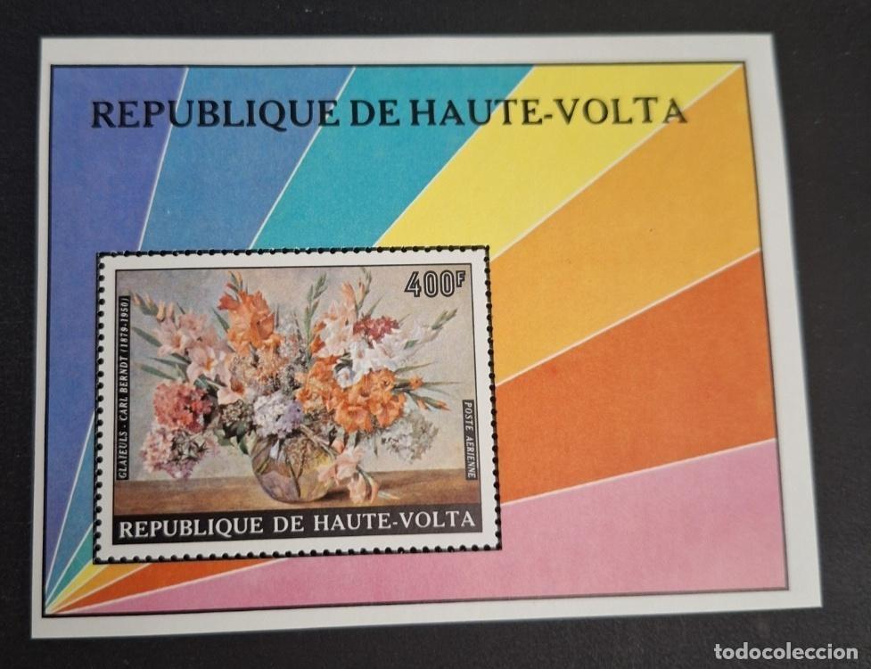 Sellos: Alto Volta 1974 Mi. Bl. 29 ND flores gladiolos Carl Berndt pintura
