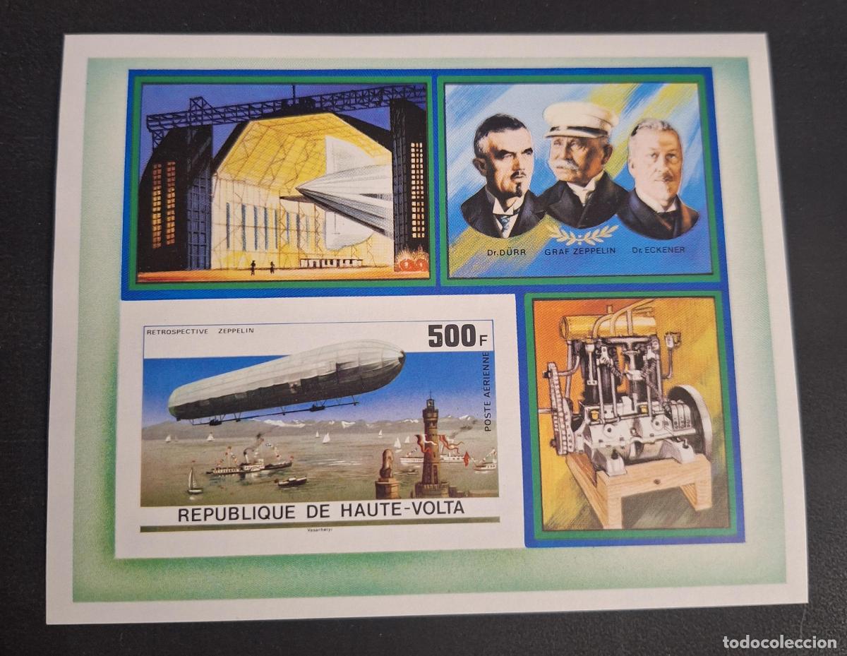 Sellos: Alto Volta 1976 Mi. Bl. 42 ND Zeppelin dirigible Eckener D&uuml;rr