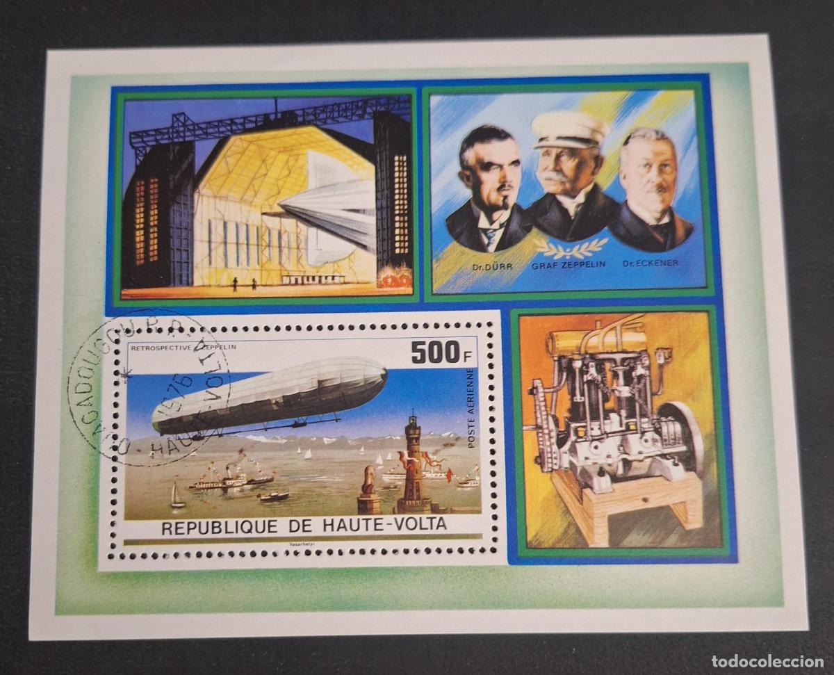 Sellos: Alto Volta 1976 Mi. Bl. 42 ob. Zeppelin dirigible D&uuml;rr Eckener