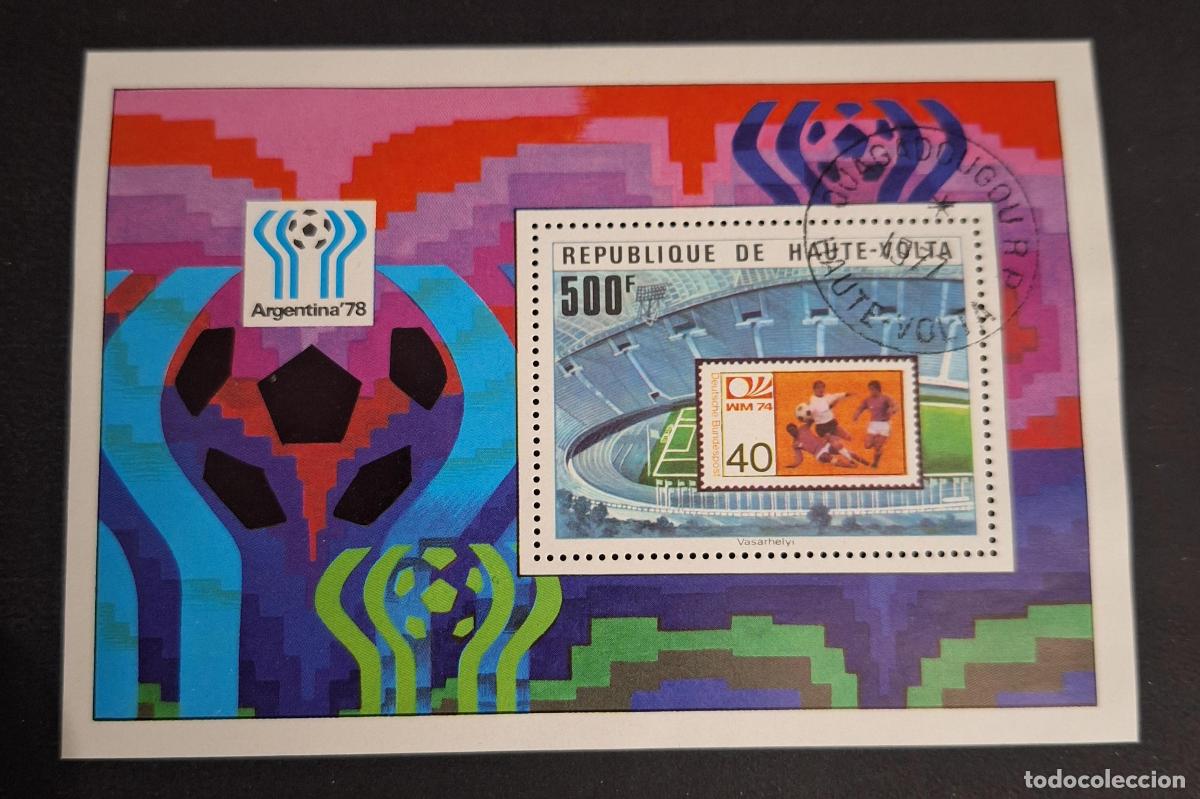 Sellos: Alto Volta 1978 Mi. Bl. 48 ob. F&uacute;tbol Copa Mundial Argentina 78