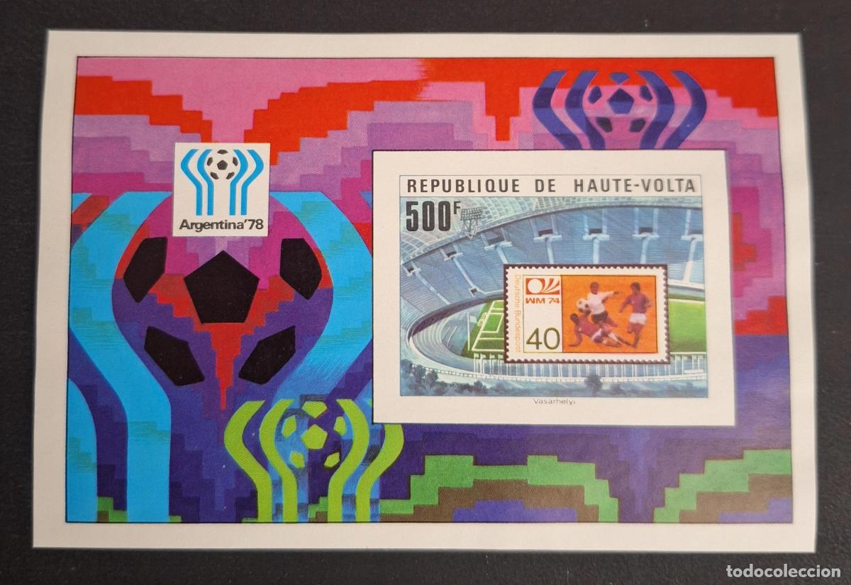 Sellos: Alto Volta 1978 Mi. Bl. 48 ND F&uacute;tbol Copa Mundo Argentina 78 Estadio