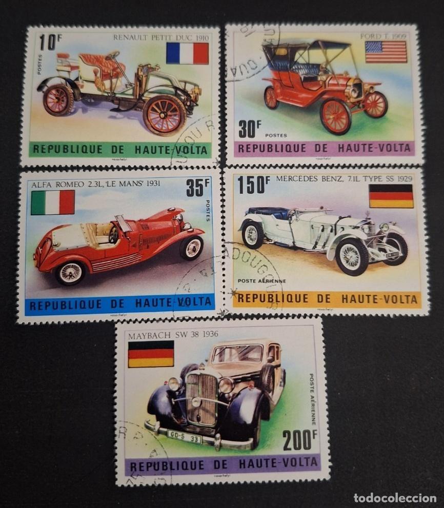 Sellos: Alto Volta 1975 Mi. 563-567 us. autom&oacute;viles Renault Ford Mercedes