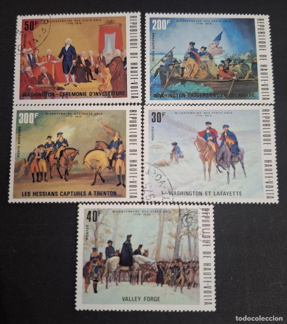 Sellos: Alto Volta 1975 Mi. 569-574 obl. Bicentenario USA Washington Lafayette
