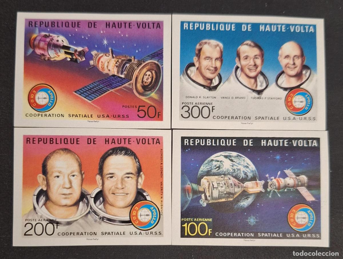 Sellos: Alto Volta 1975 Mi. 581-585 ND cooperaci&oacute;n espacial Apollo Soyuz